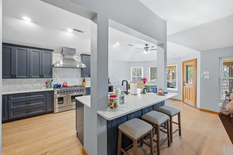 Lake Dallas TX open-concept kitchen remodel with breakfast bar